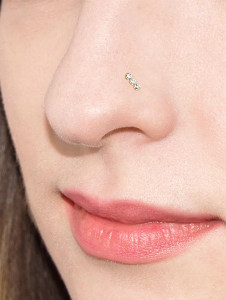 Mayhoop 20G Nose Rings Studs 316L Surgical Stainless Steel L Shape Bone Diamond Heart Corkscrew Nose Ring Nostril Piercing Jewelry For Women Men - Image 3